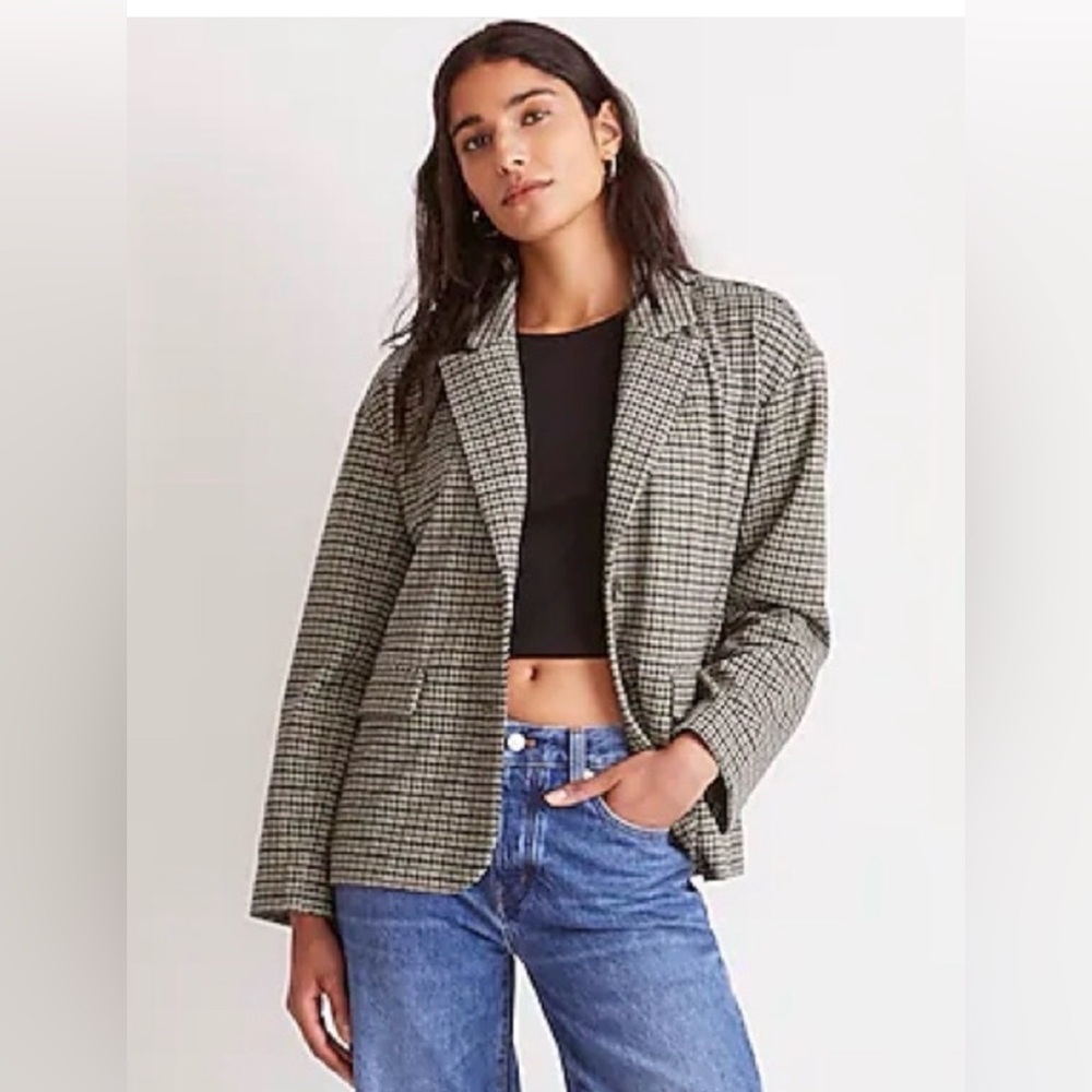 Madewell Oversized Knit Blazer in Houndstooth